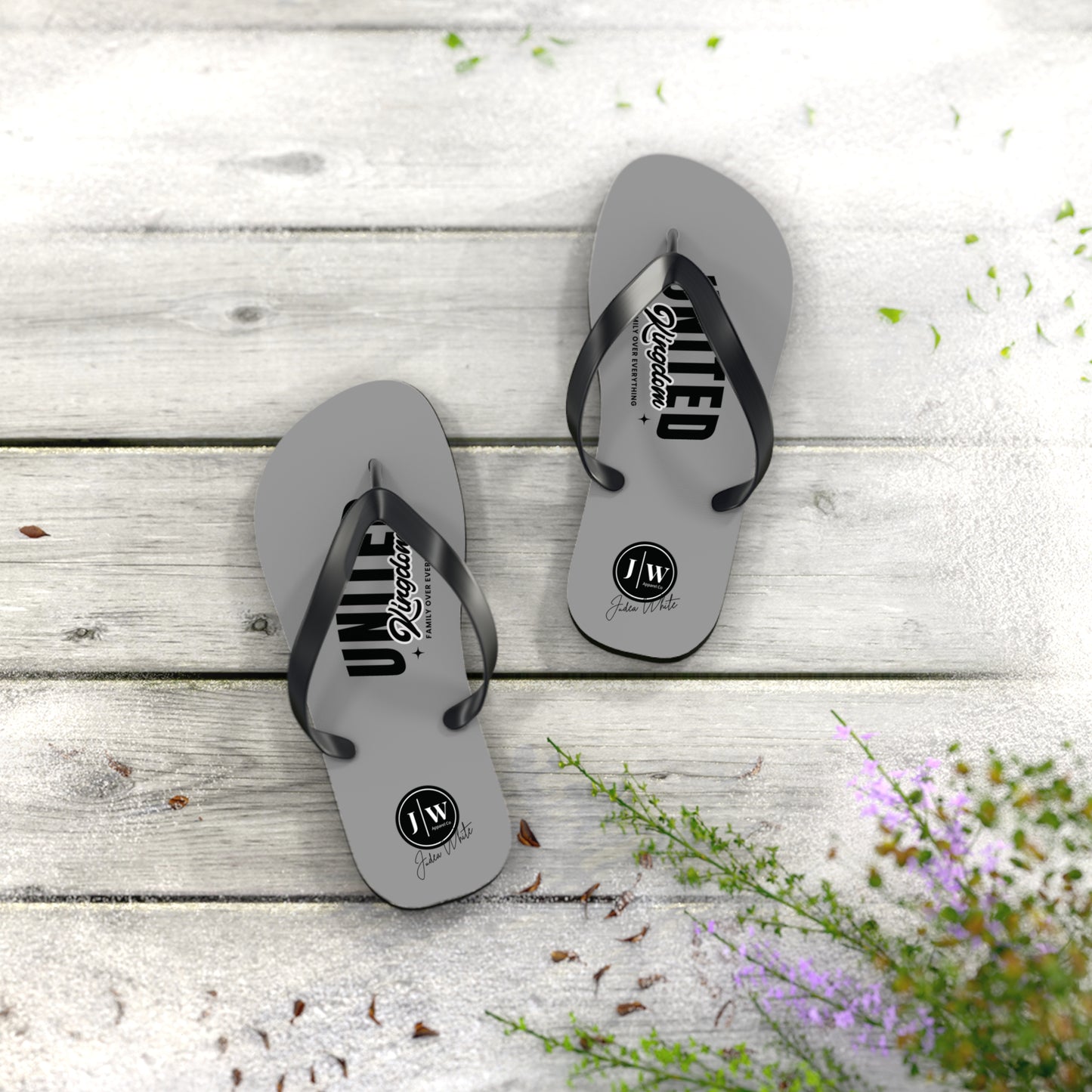 JW “United Kingdom” Grey Flip Flops