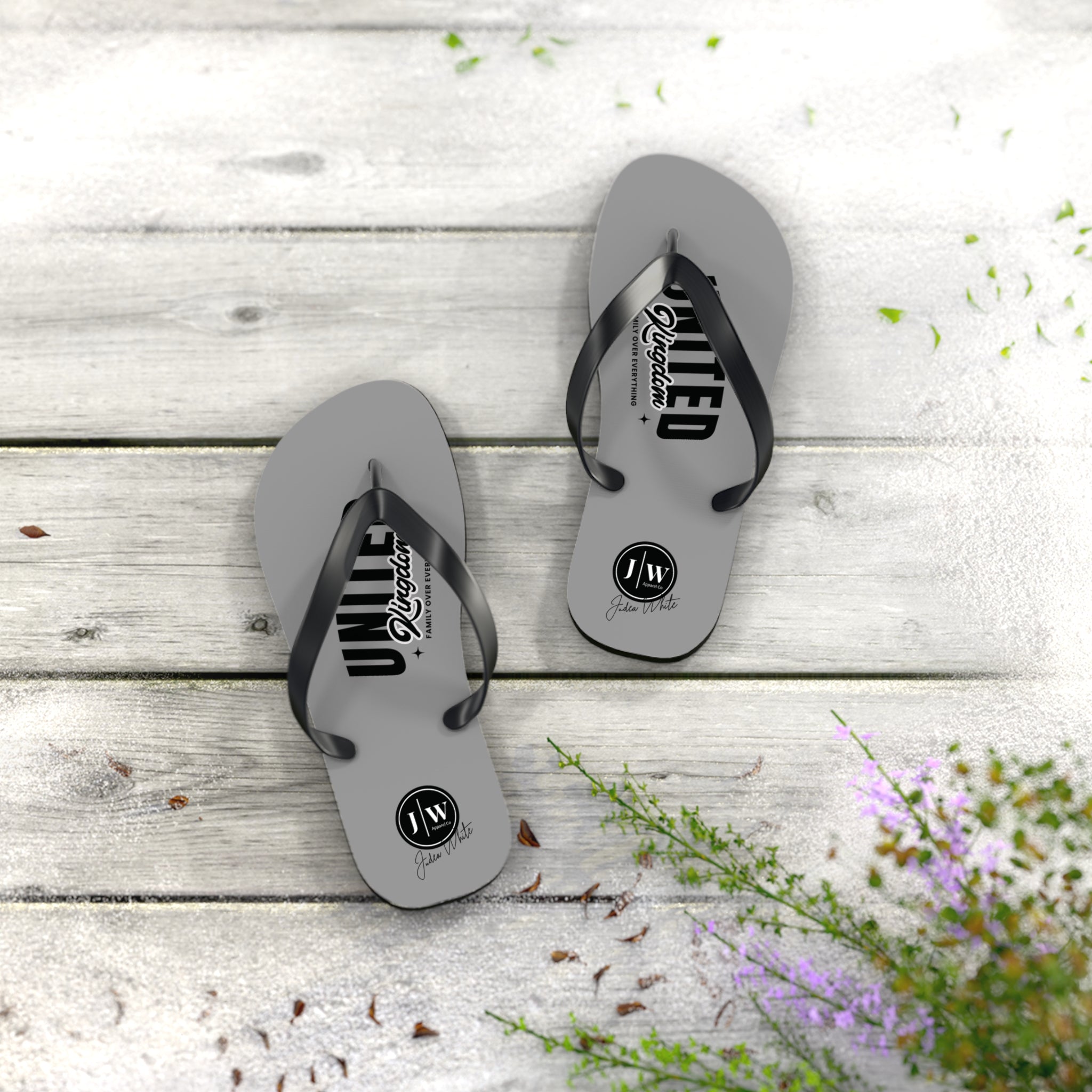 JW “United Kingdom” Grey Flip Flops