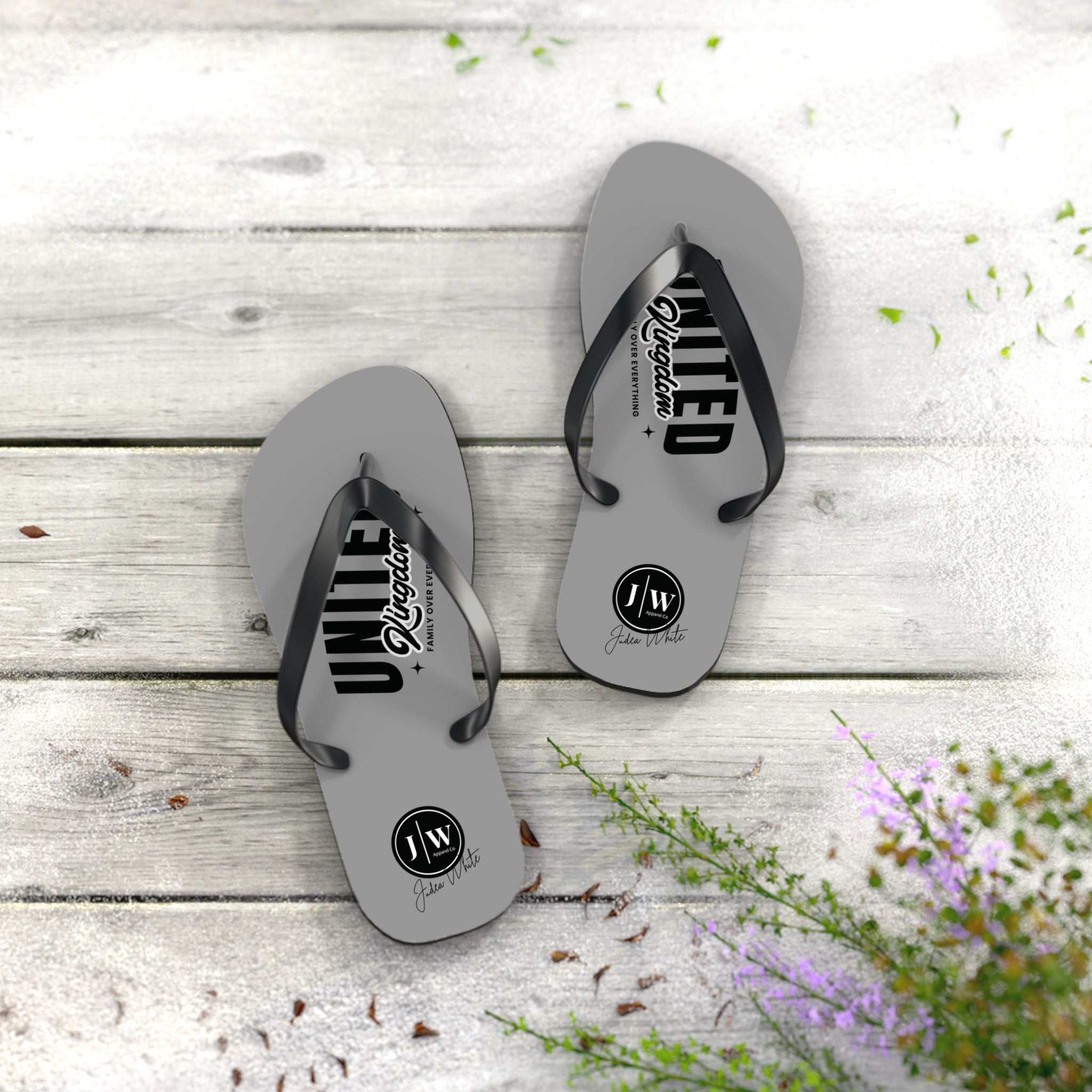 JW “United Kingdom” Grey Flip Flops