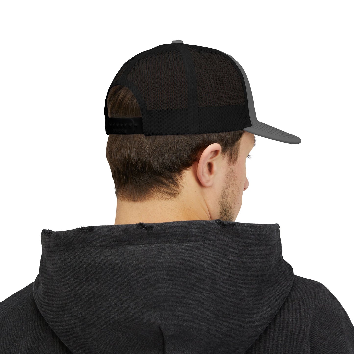 Embroidered Trucker Snapback Cap — JW Apparel Logo Mesh Hat